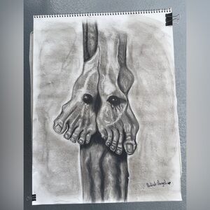 Charcoal Feet Drawing Art Print